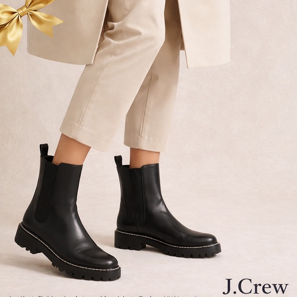 J. Crew Shoes - J.Crew Black Leather Chelsea Boots Lug Sole Women’s Size 7